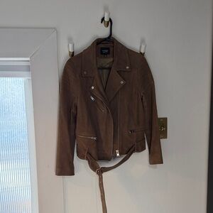Lamarque Brown Leather Moto Jacket